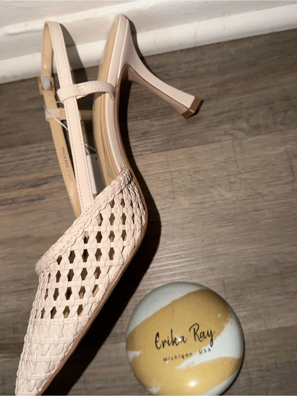 Jessica Simpson Cream Woven Slingback Mules Heels